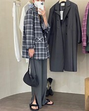 3158#格子西装，女装西装，mm+ 里墨恩