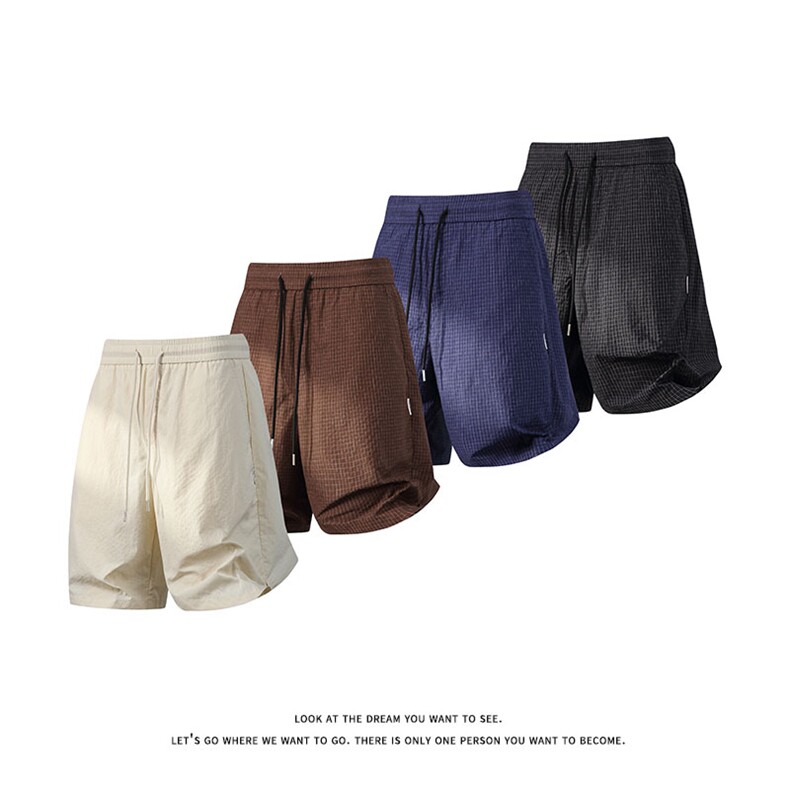 松弛感亚麻阔腿短裤女宽松松紧腰五分裤休闲裤子DK8700-特价P24，男装牛仔裤，电商A007