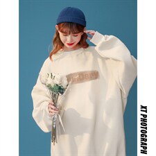 中性风简约字母印花圆领套头慵懒风大码宽松卫衣W1007P30控48，男装卫衣，A247A