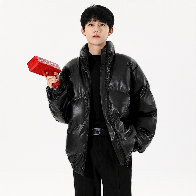 2025新款冬季立领PU皮棉服男士保暖皮衣棉衣外套XZ212-QPY027-P95图片