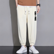 春夏2026新款现货潮流男士字母印花休闲运动九分裤大码K905-P15，男装休闲裤，星座1816-2（原1210–2）