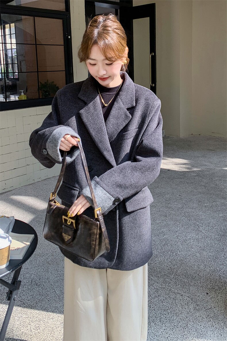 黑色高级感轻熟风90羽绒服女2025冬季新款韩系气质淡人西装外套,女装羽绒服,2C176