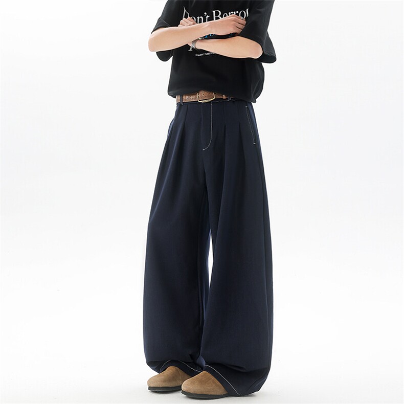 8XL-M冰丝仿牛仔裤男百搭简约阔腿宽松弯道直筒休闲裤男K9150，男装休闲裤，电商D206-1