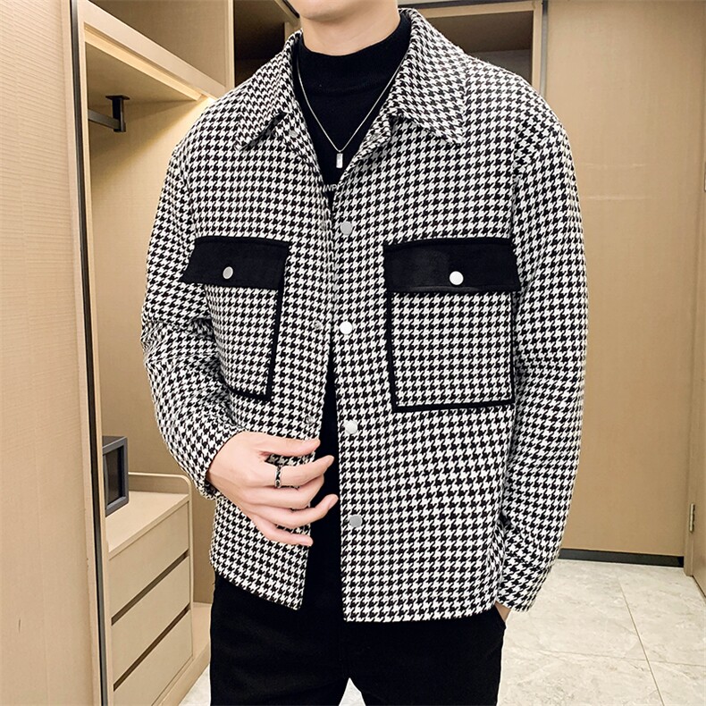 新款呢子大衣秋冬妮子毛呢短款宽松夹克外套A236-JK-3056-特P100,男装夹克,电商A236