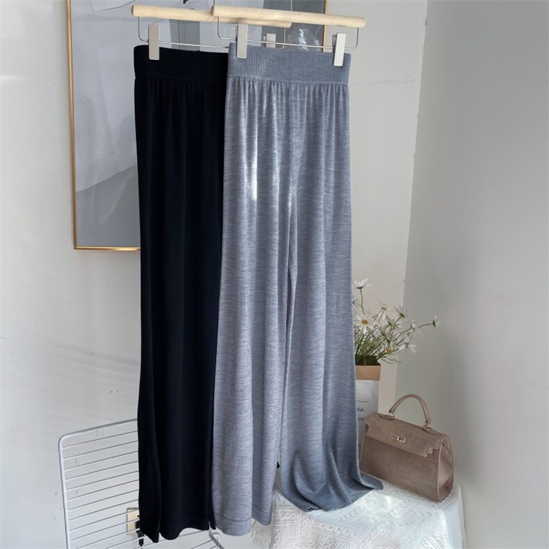 2025年秋季时尚百搭通勤金银花休闲阔腿裤，女装休闲裤，圣暖羊绒