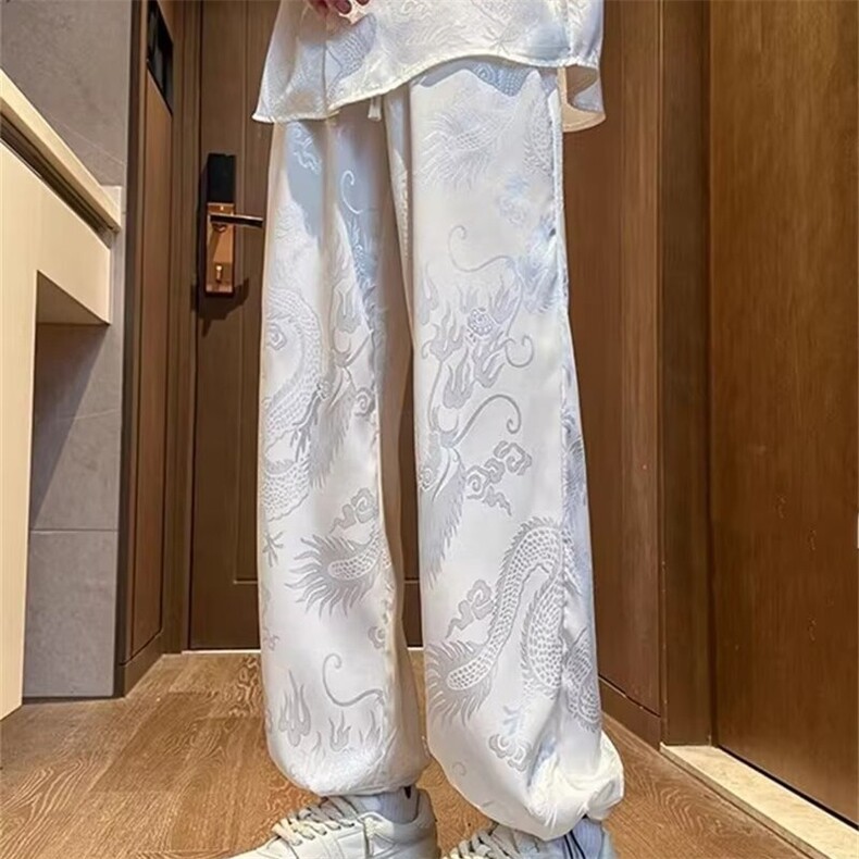 风薄款龙纹时尚阔腿裤男休闲裤夏季大码灯笼裤宽松九分裤男裤,男装休闲裤,星座506A