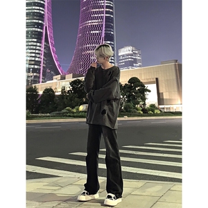 美式hiphop牛仔裤修身直筒微喇叭裤 68图片