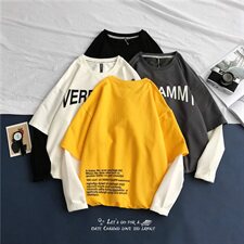款2916假两件卫衣男加肥大码潮牌宽松连帽衫春秋季外套，男装卫衣，电商D310（原电商305）