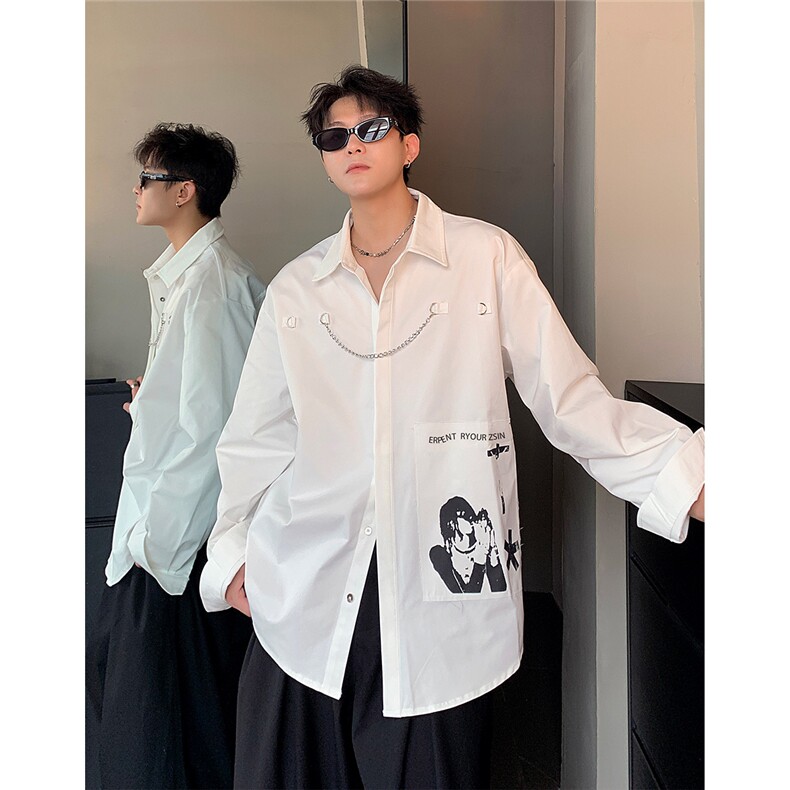 衬衫男长袖高级感春秋款拉链装饰设计感小众休闲韩版CS95-P58,男装衬衫,电商C307