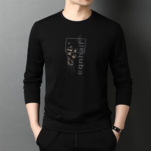 J633钱塘2020-1秋冬男士新款高端卫衣打底衫长袖贴身舒适P55,董洁黑色礼服搭配图片