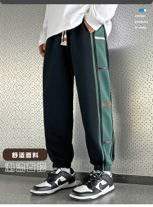 春秋季男士拼色束脚休闲裤时尚百搭大码直筒卫裤C208A-6805-特P48图片