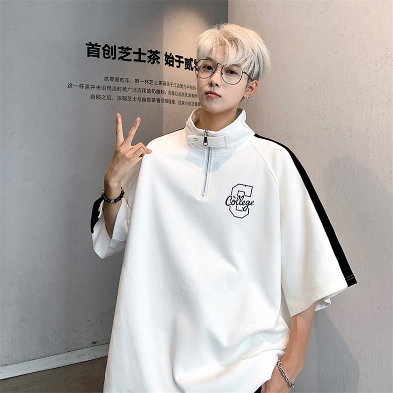 xp2413特P35控78抖音品质夏季美式冰感拉链POLO衫男潮流宽松短袖,男装Polo衫,电商B370