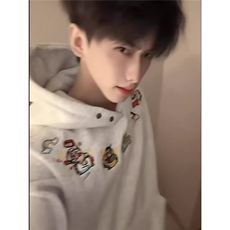 美式蜡笔小新刺绣纽扣重磅连帽卫衣男纯棉上衣潮ZWY08，男装卫衣，星座208-5