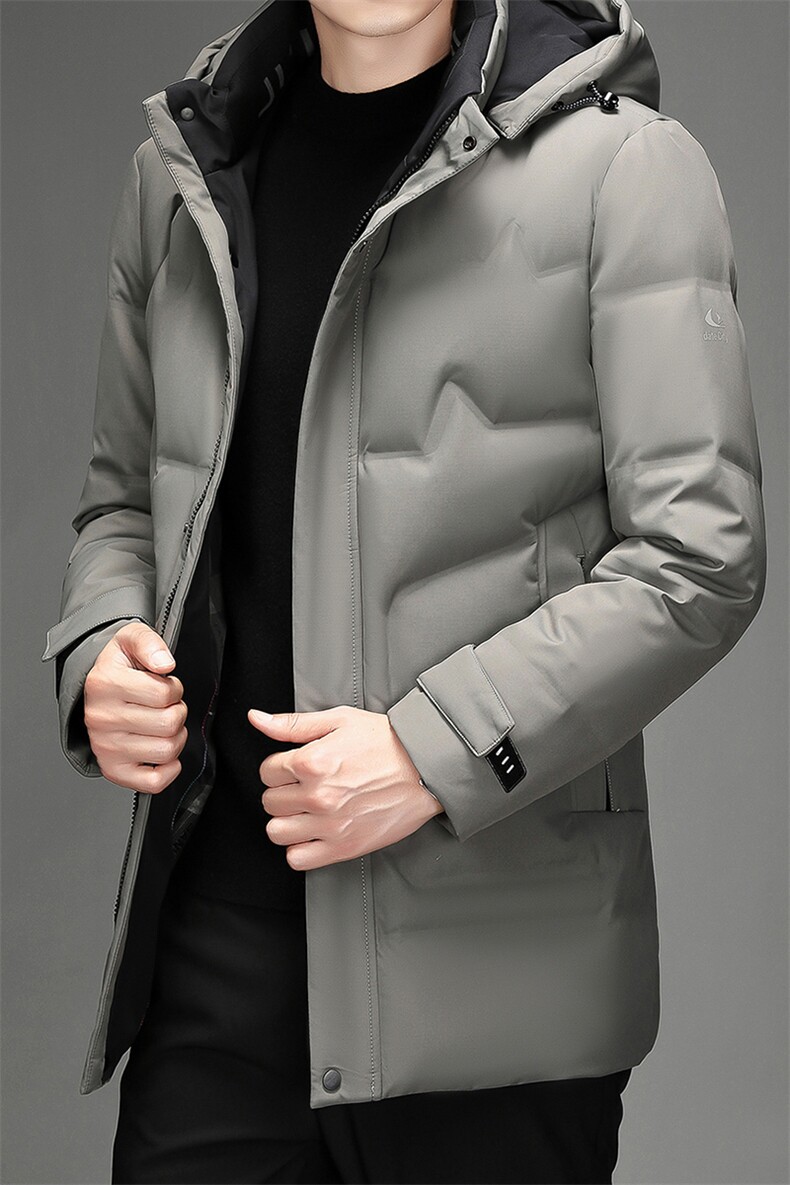2023冬季新款90白鸭绒休闲中长款绒服男士立领大衣男SJ78239-P315图片