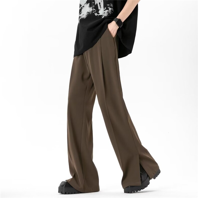 垂感开叉西装裤子男美式直筒微喇西裤1001-1-XK021-P42，男装西裤，星座1001-1