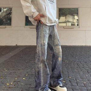 美式高街牛仔裤男韩版潮流修身帅百搭2025夏秋ins长裤RK2871-P66图片