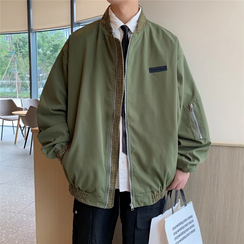 美式飞行服夹克外套男复古棉服加厚棉衣设计感棒球服潮牌,男装夹克,星座716-4