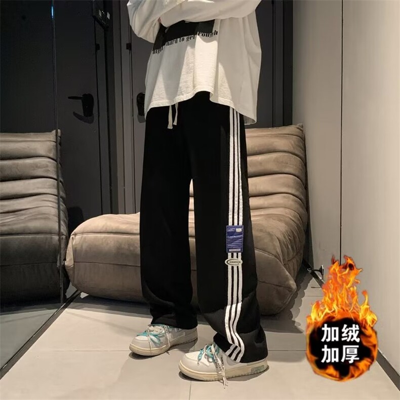 加绒加厚长裤日系休闲裤男HK84P33图片