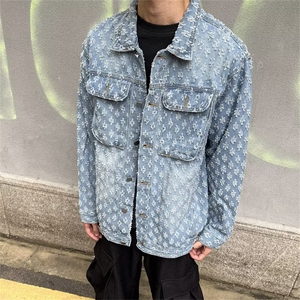秋装新款小众设计感印花复古牛仔外套情侣装宽松夹克上衣JK2108图片