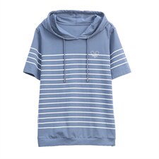 2023夏季新款简约时尚气质圆领休闲舒适连帽T恤，女装T恤，玛其路