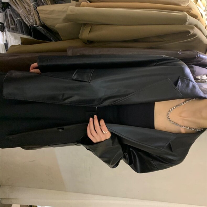 3160#柔感皮衣西装，女装皮衣，mm+ 里墨恩