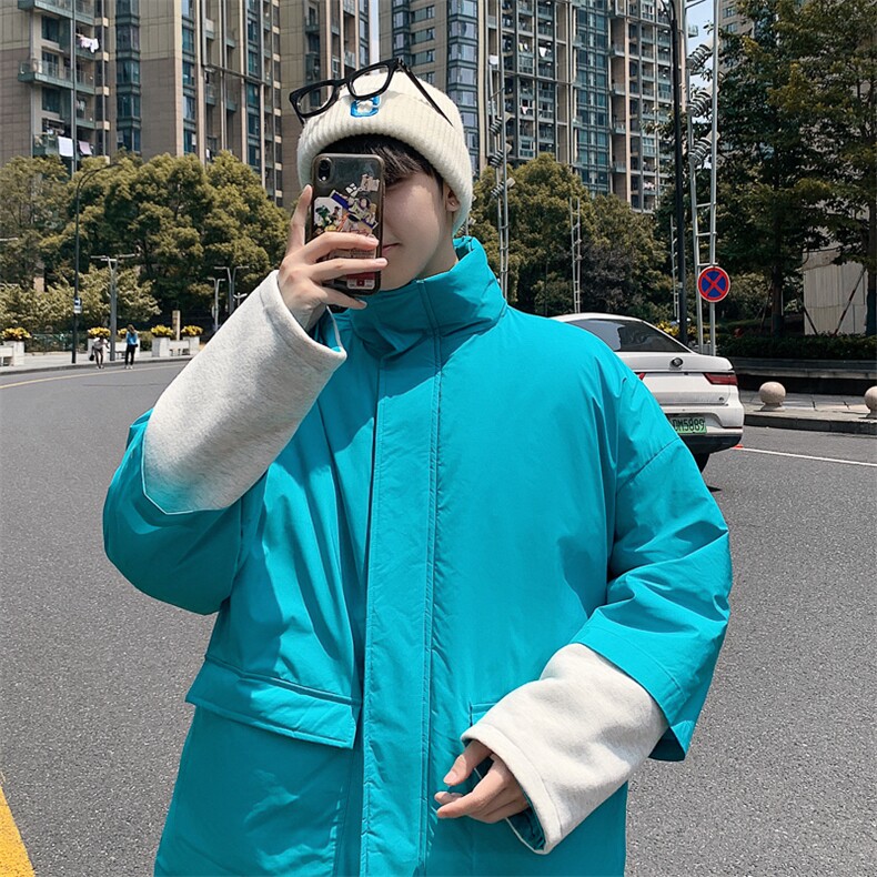 2023冬装男士纯色棉衣假两件袖子拼接棉服外套潮A071-Y271-P120,男装棉衣,电商A071