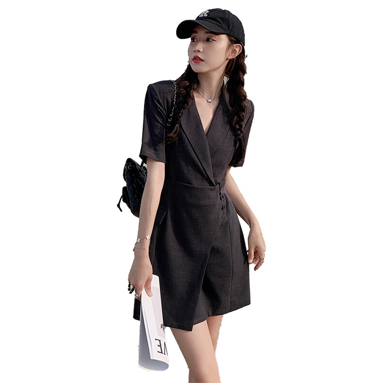 2023年夏季短袖西装连衣裙显瘦别致西装裙,女装连衣裙,艾仟回(原伊仟回)
