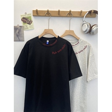 夏季新款字母刺绣圆领短袖T恤潮流薄款宽松休闲百搭上衣，男装T恤，星座410-7