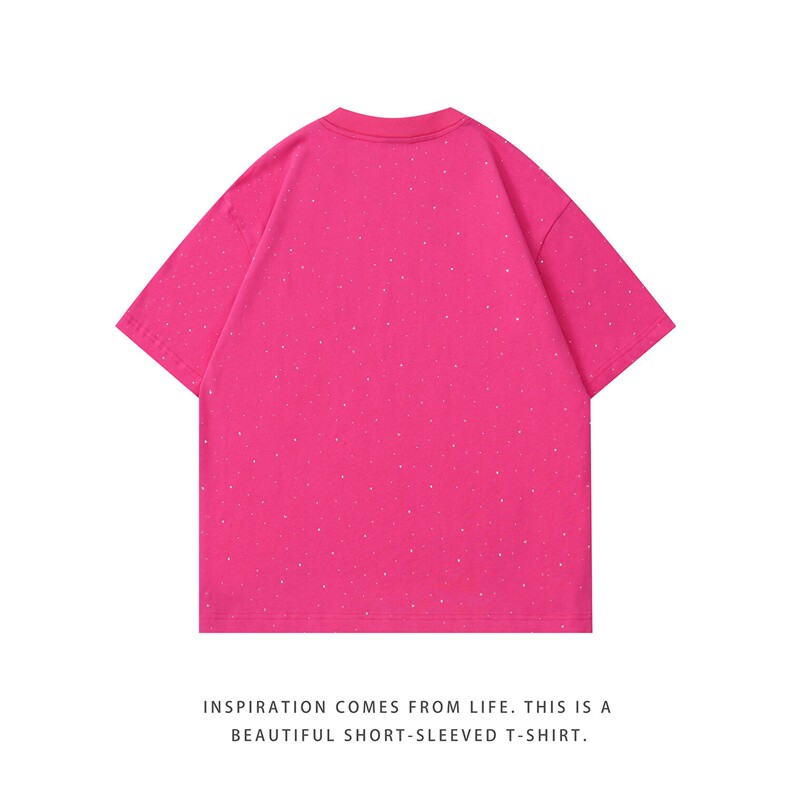 300克得物重磅双纱纯棉短袖立体烫砖满天星T恤男RH5045-特P35,男装T恤,星座610B-1