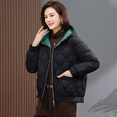 新款2022冬季韩版收腰·短款帽子棉衣棉服小个子厚外套女，女装棉衣/棉服，雪樱依海
