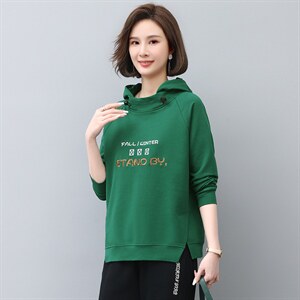 2022年秋季新款刺绣卫衣女连帽衫韩版休闲百搭长袖上衣服女棉图片
