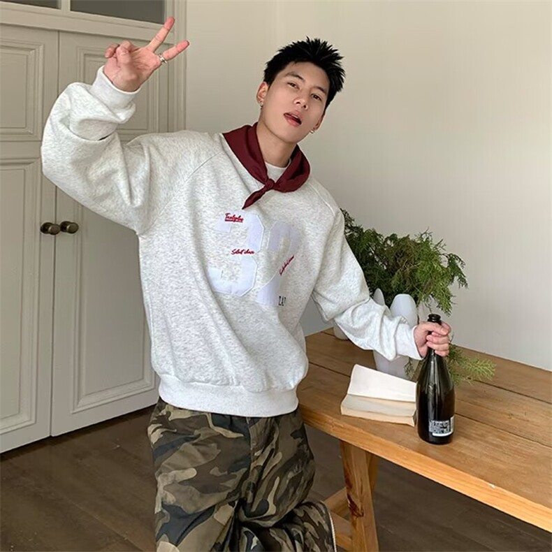 时尚文艺新款流行潮流百搭ins美式潮牌长袖卫衣气质简约慵懒日系，男装卫衣，星座506A