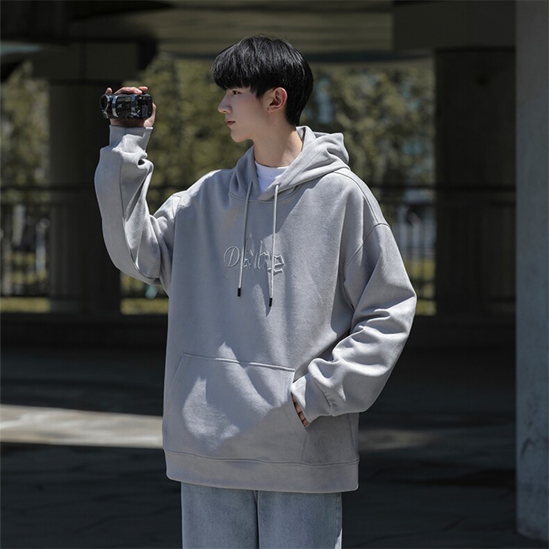 M-6XL380克大码秋季新款连帽麂皮绒刺绣套头卫109-W02042-P58,男装卫衣,星座109