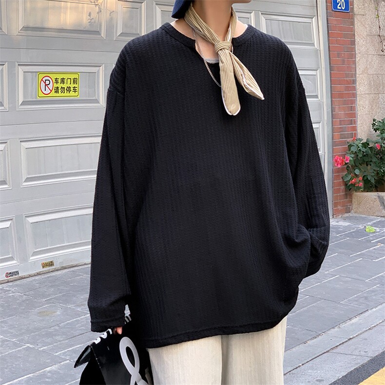 男小V领长袖宽松T恤T105P30,男装T恤,星座1116-2