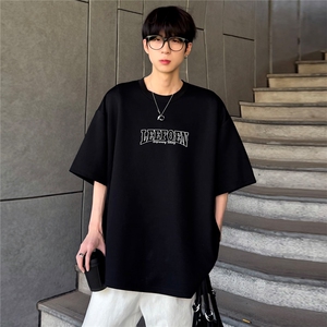 圆领半袖宽松舒适美式复古男款夏季新款潮牌重磅街头t192-P20图片