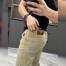 男士水洗牛仔裤春季新品欧货纯色休闲裤修身显瘦小直脚裤，男装休闲裤，星座506A