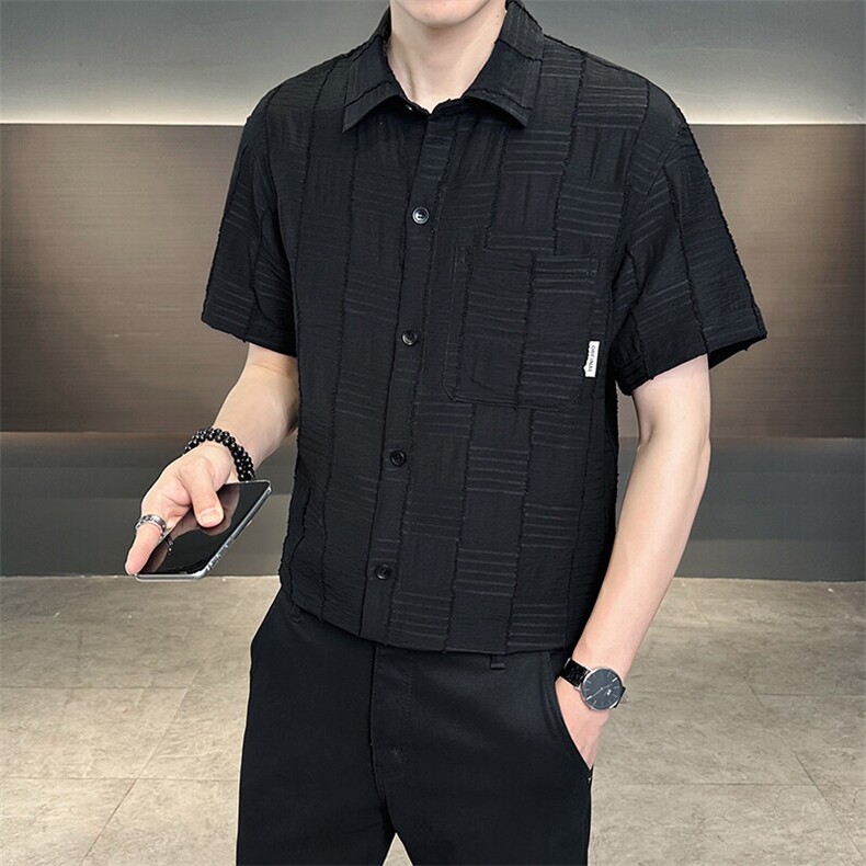 男士短袖衬衫高级感定制面料冰丝档口大货C317-C805-P55,男装衬衫,电商C317