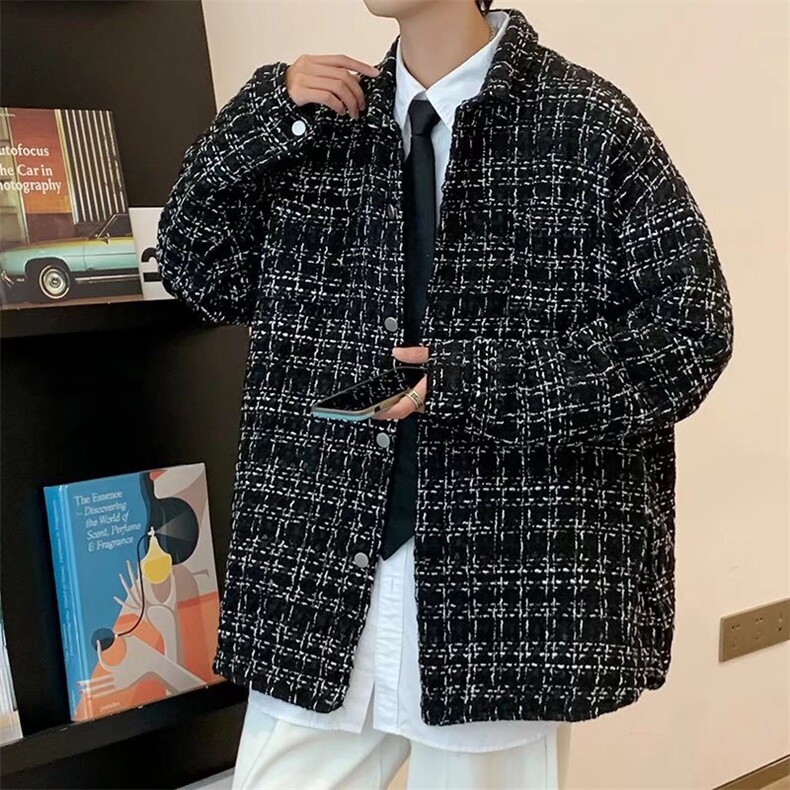 春季线编织粗花小香风格子长袖夹克外套情侣款-JK2172-p55,男装夹克,星座601-2