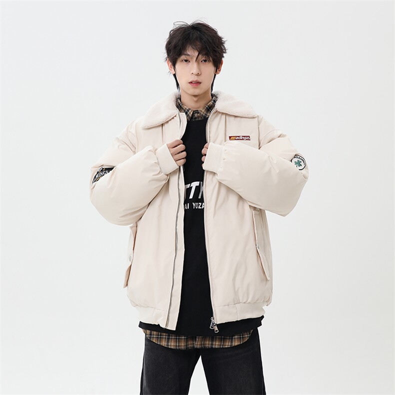 港风字母刺绣双开拉链翻领保暖棉服男女XZ213-MY9355-P148控168,男装棉衣,星座213