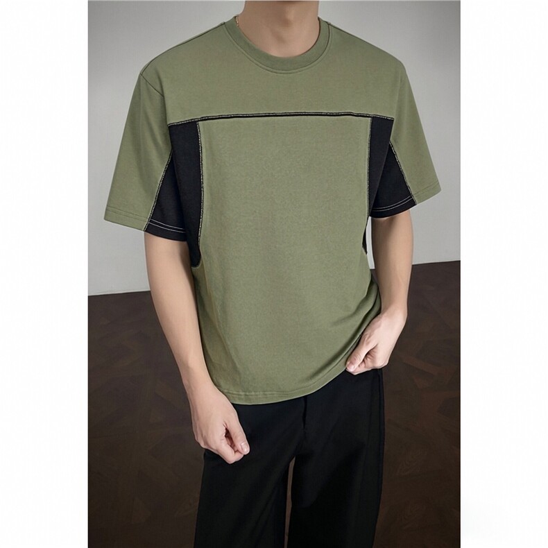 2026夏季新款潮结构款接拼索罗娜凉感圆领短袖T恤TX700-P35，男装T恤，电商C310