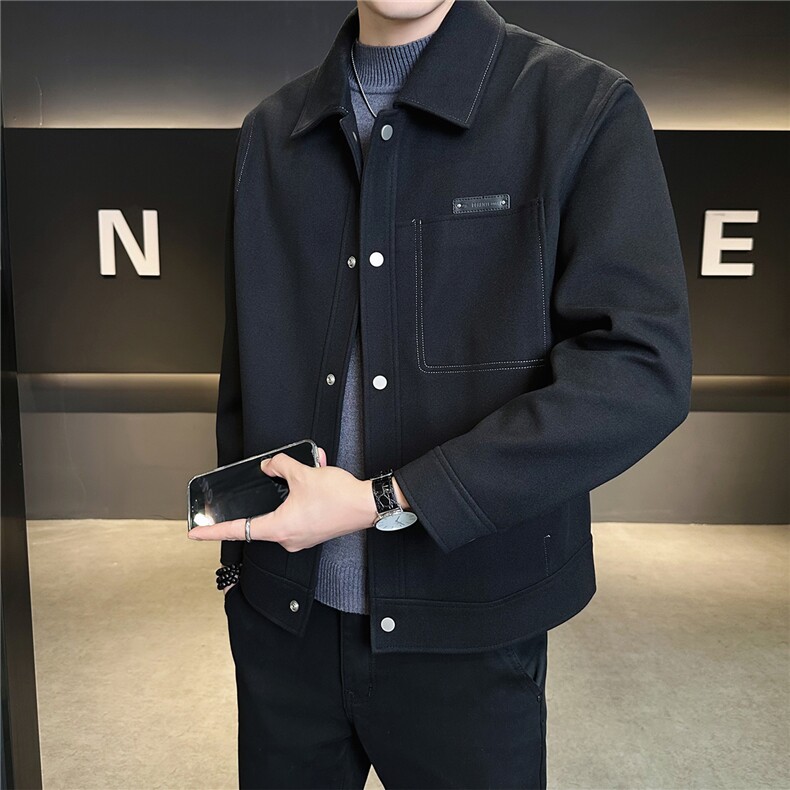 毛呢外套男秋冬季2025新款痞帅呢料男装呢子夹克A313-8918-P150,男装夹克,电商A313