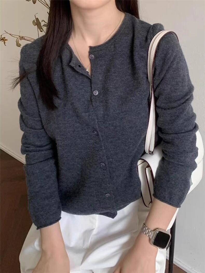 时尚百搭女士羊毛针织开衫舒适保暖显瘦长袖外套,针织衫/毛衣,恩泰羊绒