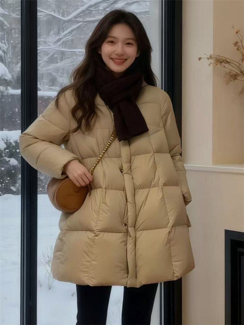 云朵泡芙羽绒服女2025冬季新款高级小个子韩系保暖白鸭绒外套,女装羽绒服,依恋蒂丝