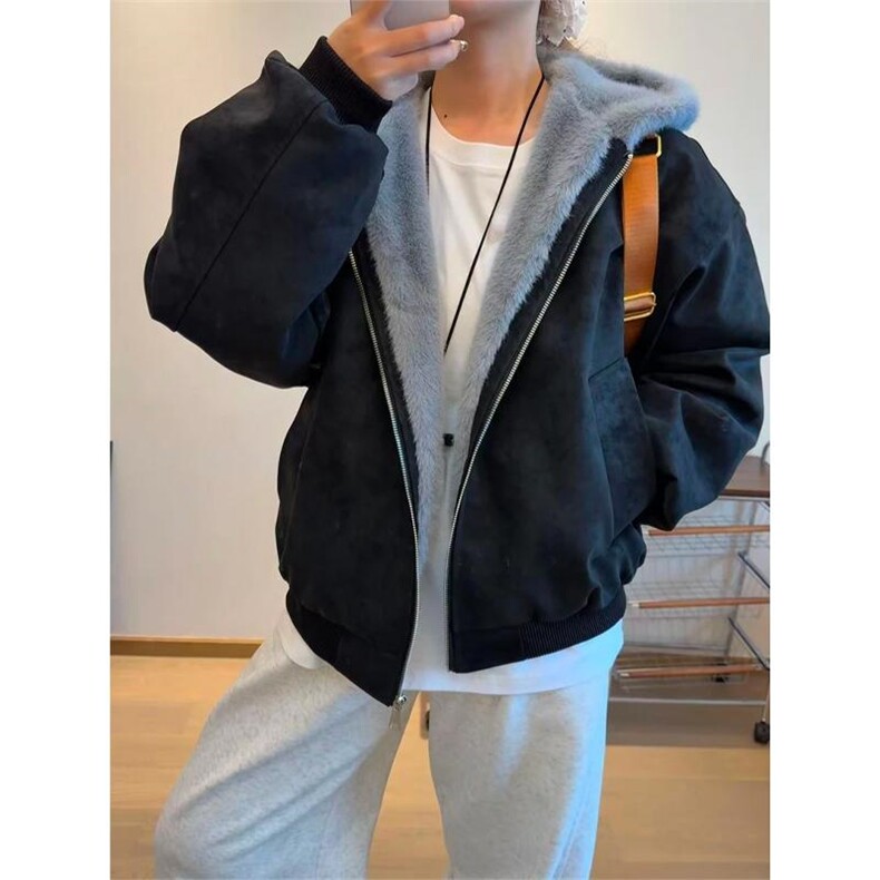 现货高品质美式高街冬季重磅座山雕大毛毛领pu皮棉衣男女加厚外套,男装皮衣,电商A486