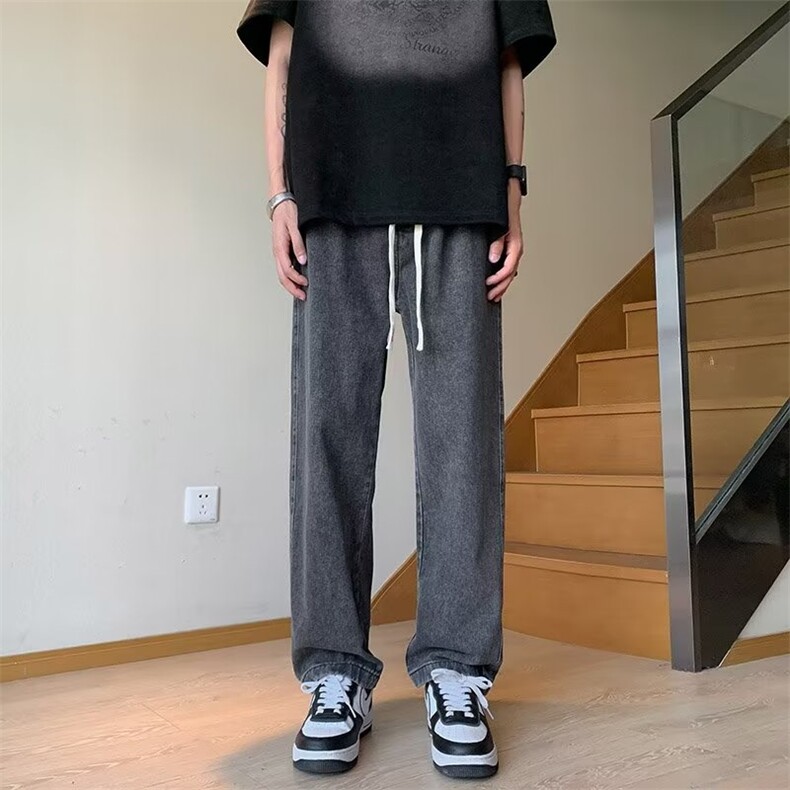 青春流行ins男原宿美式vibe裤子直筒水洗拉链牛仔裤潮K706P35,男装牛仔裤,星座1116-2