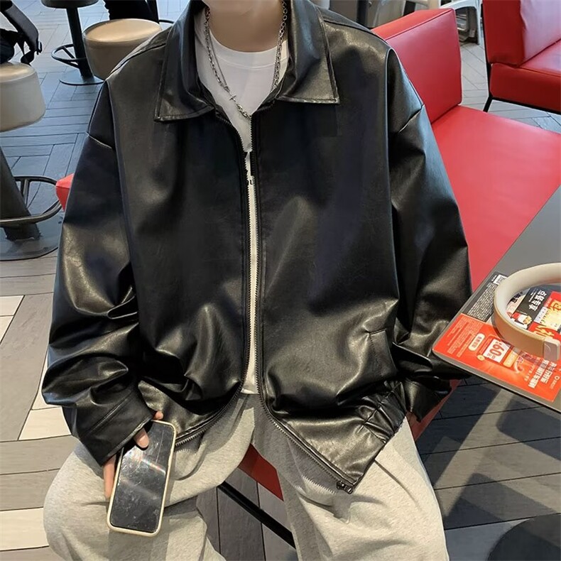 盐系炸街皮衣短外套男2024春秋设计感小众甜酷高级夹克棒球服开,男装夹克,星座716-4