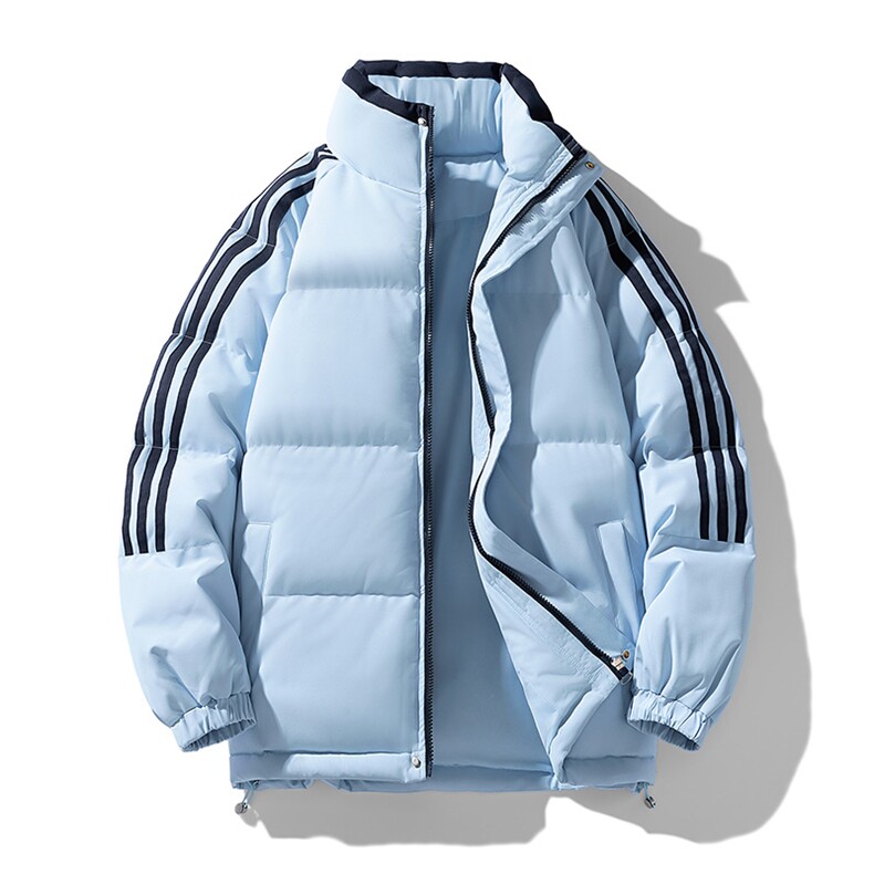 ！冬季条纹五防立领加绒加厚棉衣情侣撞色棉服外套MY7777-P75图片