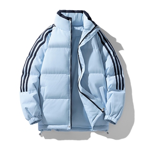 ！冬季条纹五防立领加绒加厚棉衣情侣撞色棉服外套MY7777-P75图片