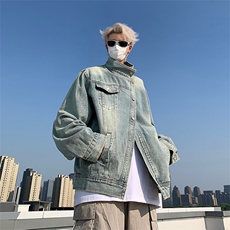 美式复古高级感牛仔外套男潮牌小众水洗夹克上衣潮JK08604-P65，男装夹克，星座308B-2