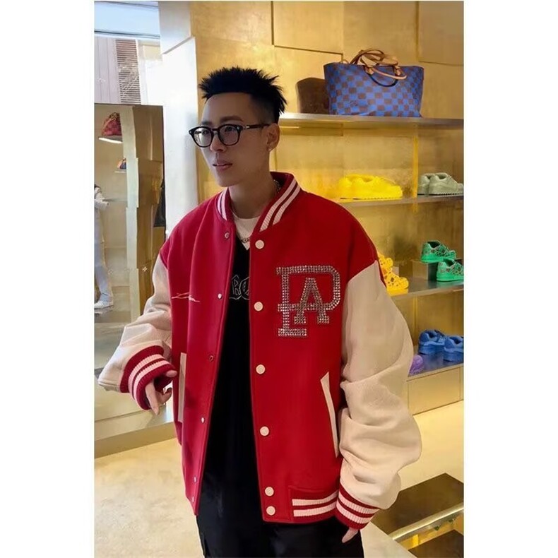 1506-1/GJ7360/P77美式珍珠刺绣拼接撞色棒球服外套,女装短外套,星座1506A